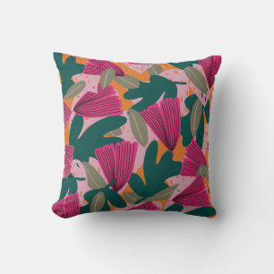 Floral modern greenery yellow pink trendy cushion