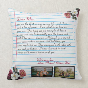 Floral Modern handwritten love letter mum message  Cushion