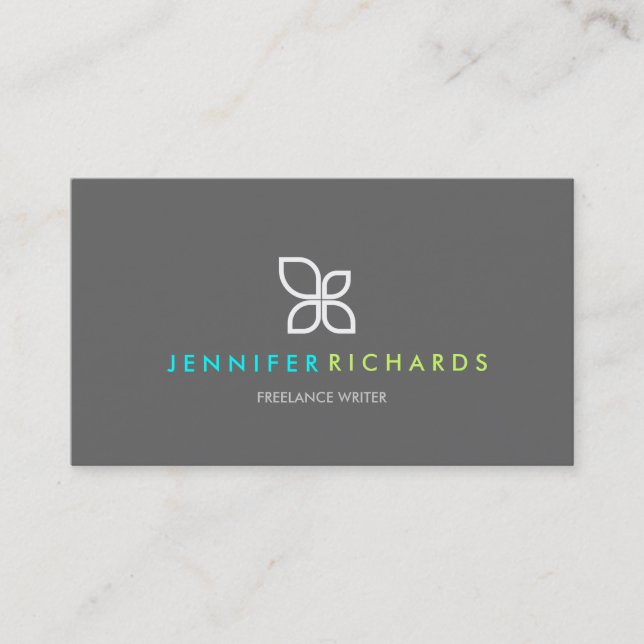 Floral Modern Logo (Medium Grey) Business Card (Front)