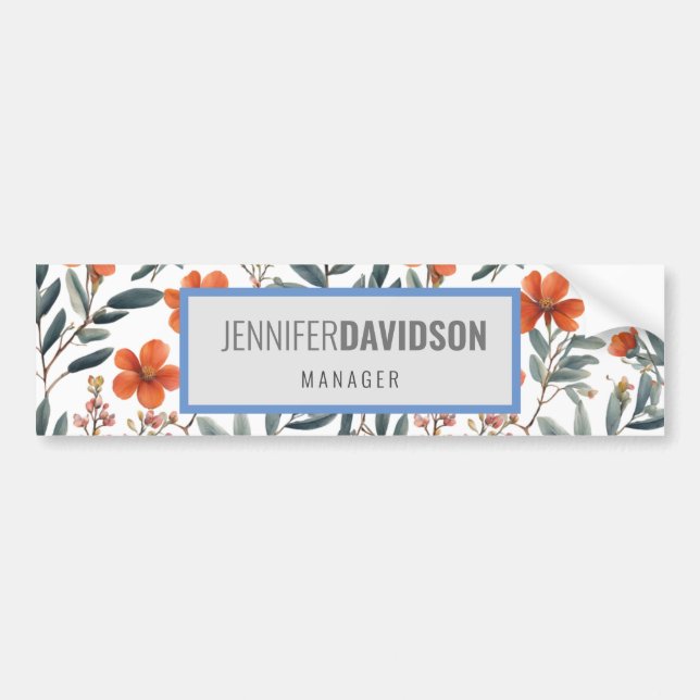 Floral Modern Minimalist Elegant Professional Bumper Sticker (Front)