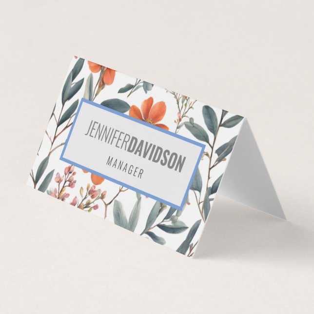 Floral Modern Minimalist Elegant Professional Business Card (Front)