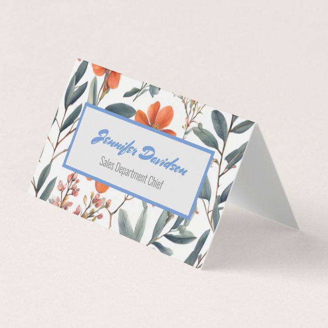 Floral Modern Minimalist Elegant Professional Business Card (Front)