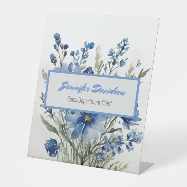 Floral Modern Minimalist Elegant Professional Pedestal Sign (Front)