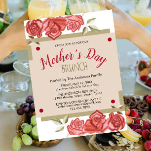 Floral Modern Party Mothers Day Brunch Invitations