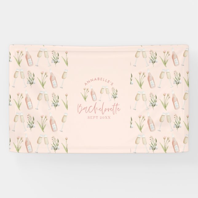 Floral modern pink girly bachelorette party banner (Horizontal)