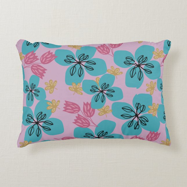  floral modern pink girly  decorative cushion (Front)