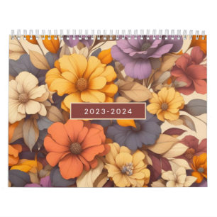 Floral modern retro autumn elegant calendar