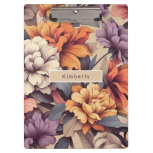 Floral modern rose pink girly elegant stylish 3 r clipboard