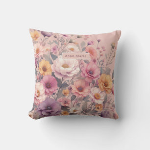 Floral modern rose pink girly elegant stylish cushion
