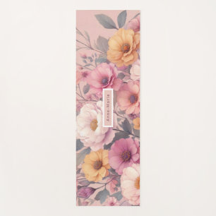 Floral modern rose pink girly elegant stylish  yoga mat