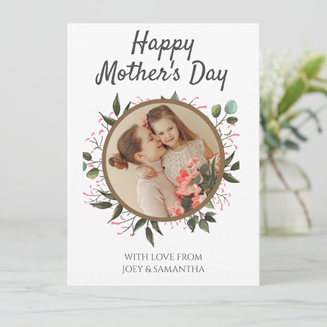  Floral Modern Script Photo Happy Mothers Day  (Standing Front)