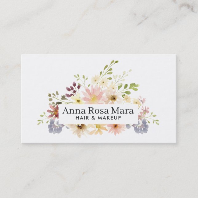 *~* Floral Modern Watercolor Feminine Chic Business Card (Front)