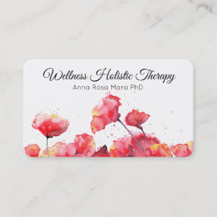 *~* Floral Modern Watercolor Red Poppy Flower Business Card