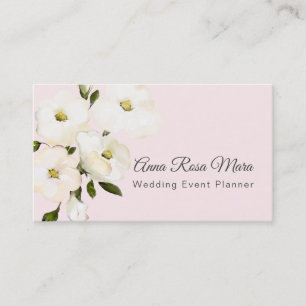 *~* Floral Modern Watercolor White Roses Pink Business Card