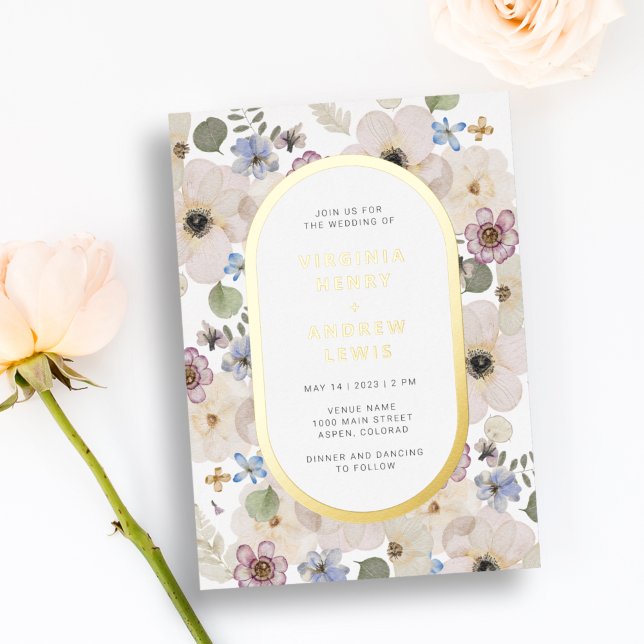Floral Modern Wedding (Floral Modern Watercolor Wedding Foil Invitation by Painted Paperie
)