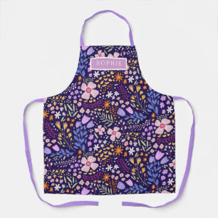 Floral Modern Wildflowers Girly Elegant Stylish Apron