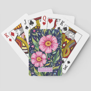 Floral Modern Wildflowers Girly Elegant Stylish Playing Cards