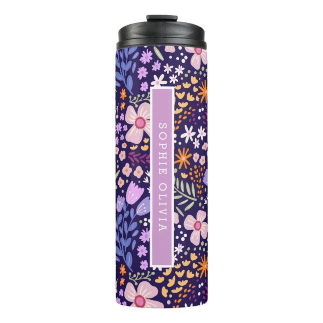 Floral Modern Wildflowers Girly Elegant Stylish Thermal Tumbler (Front)