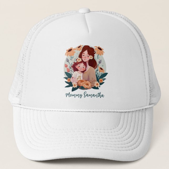 Floral Mom and Daughter Trucker Hat (Front)