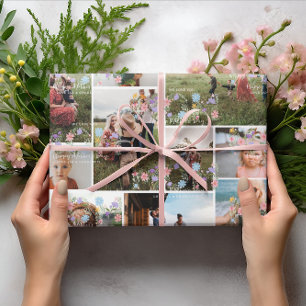 Floral MOM Photo Collage   Personalised 10 Photo Wrapping Paper