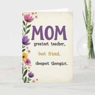 Floral Moms Greatest Teacher Card