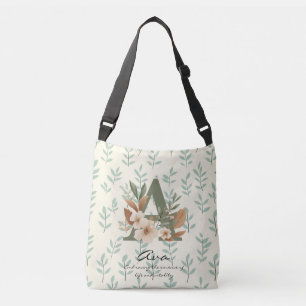 Floral Monogram A – Fresh Botanical Letter Art Crossbody Bag