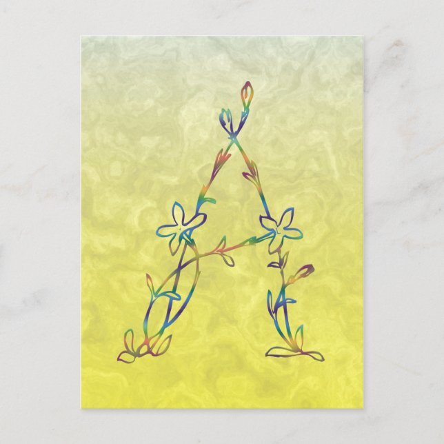 FLORAL MONOGRAM A POSTCARD (Front)