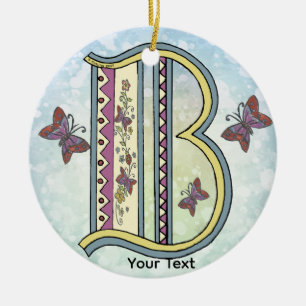 floral Monogram B Ceramic Tree Decoration