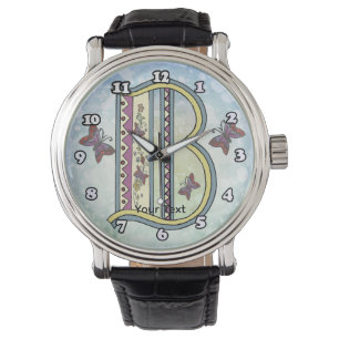 floral Monogram B  Watch