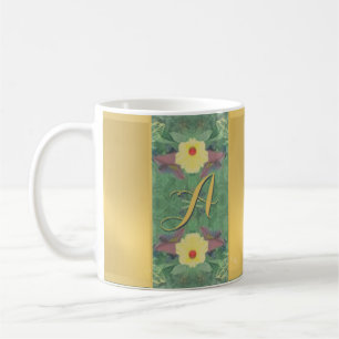 Floral Monogram Brass Colour  Coffee Mug
