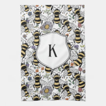 Floral Monogram Bumble Bee