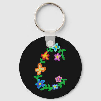 Floral Monogram "C" Key Ring