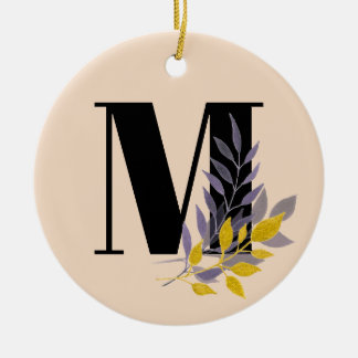 Floral Monogram Ceramic Tree Decoration