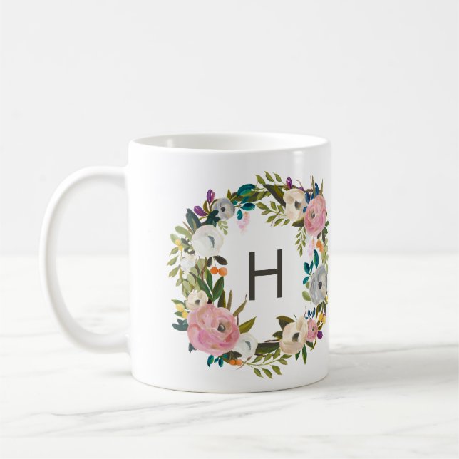 Floral Monogram Coffe Mug (Left)