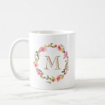 Floral Monogram Coffe Mug<br><div class="desc">Rustic Floral Monogram Coffe Mug</div>