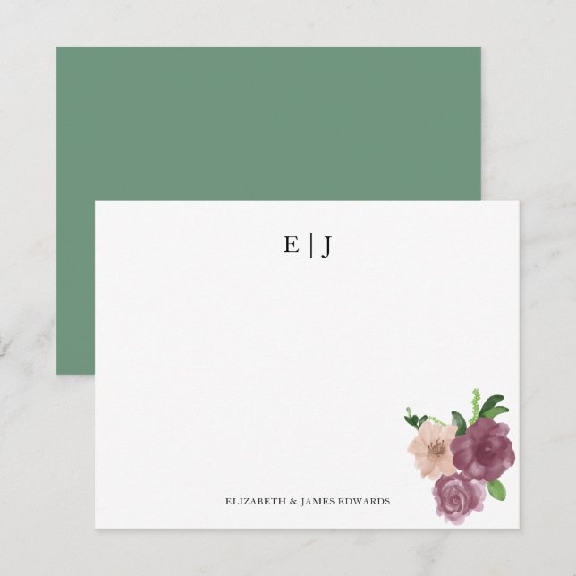 Floral Monogram Couple Initials Personalised Card (Front/Back)