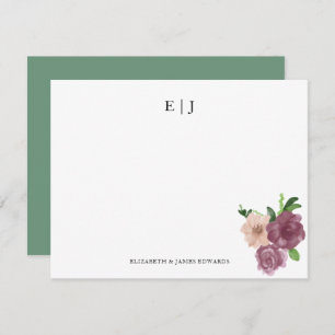 Floral Monogram Couple Initials Personalised Card