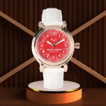 Floral Monogram couple Name Watch<br><div class="desc">Elegant Floral Monogram Personalized couple Name Add a touch of timeless elegance with this stunning women’s watch, featuring a white background, red numbers, and a delicate floral monogram. Designed for those who appreciate sophisticated and feminine accessories, this custom monogrammed name wristwatch is the perfect blend of style and sentiment. Perfect...</div>
