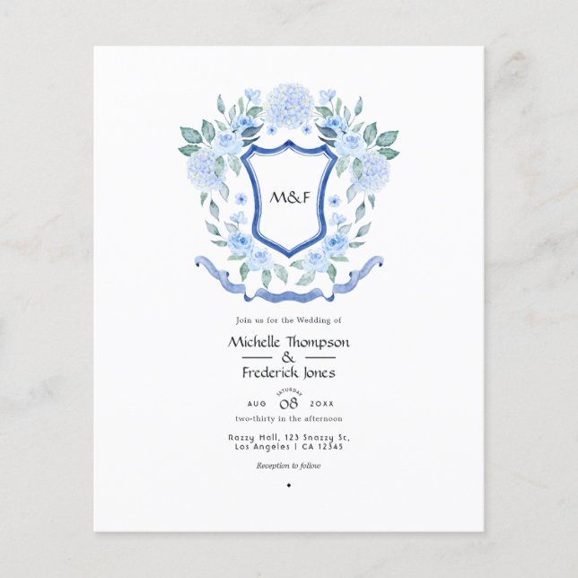 Floral Monogram Crest Couples Shower Invitation Flyer (Front)