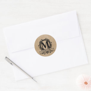 Floral Monogram Design Classic Round Sticker