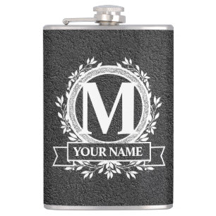 Floral Monogram Design Flask