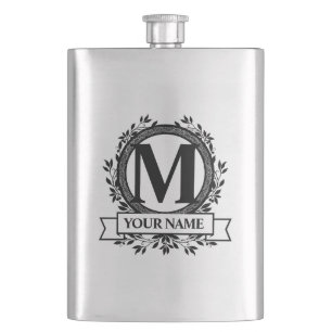 Floral Monogram Design Hip Flask