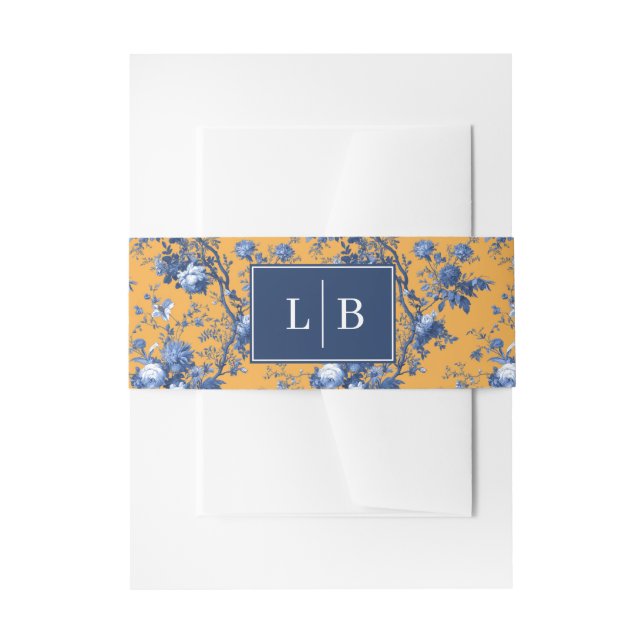 Floral Monogram Design Invitation Belly Band (Front Example)