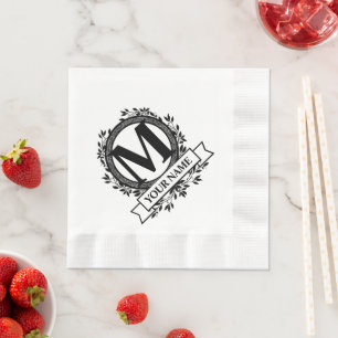 Floral Monogram Design Napkin