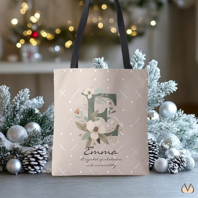 Floral Monogram E – Elegant Botanical Letter Art Tote Bag (Creator Uploaded)