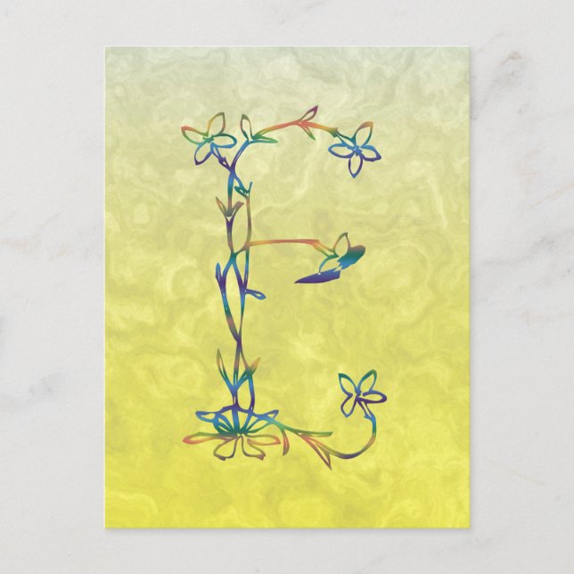 FLORAL MONOGRAM E POSTCARD (Front)