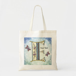 floral Monogram E Tote Bag