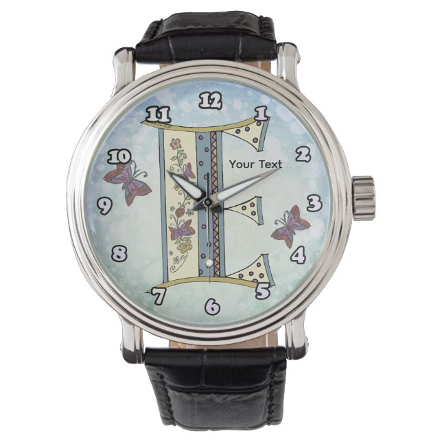 floral Monogram E Watch (Front)