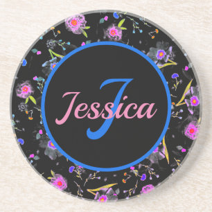 Floral Monogram Elegant Coaster