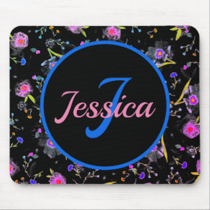 Floral Monogram Elegant Mouse Mat